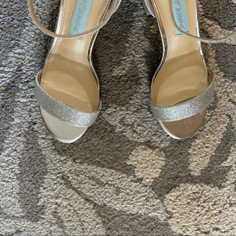 Silver Glitter Block Heel Sandal